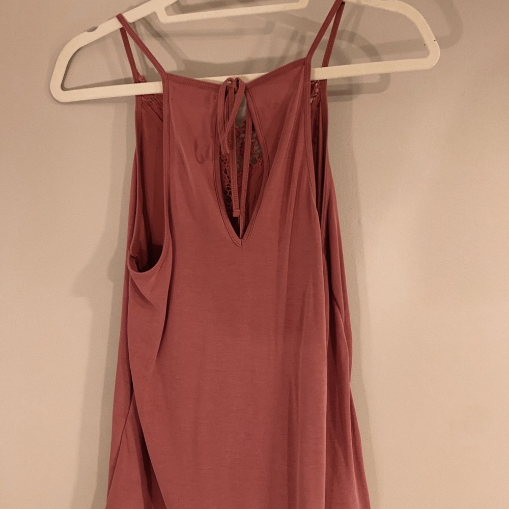 super soft red tank with lace detail